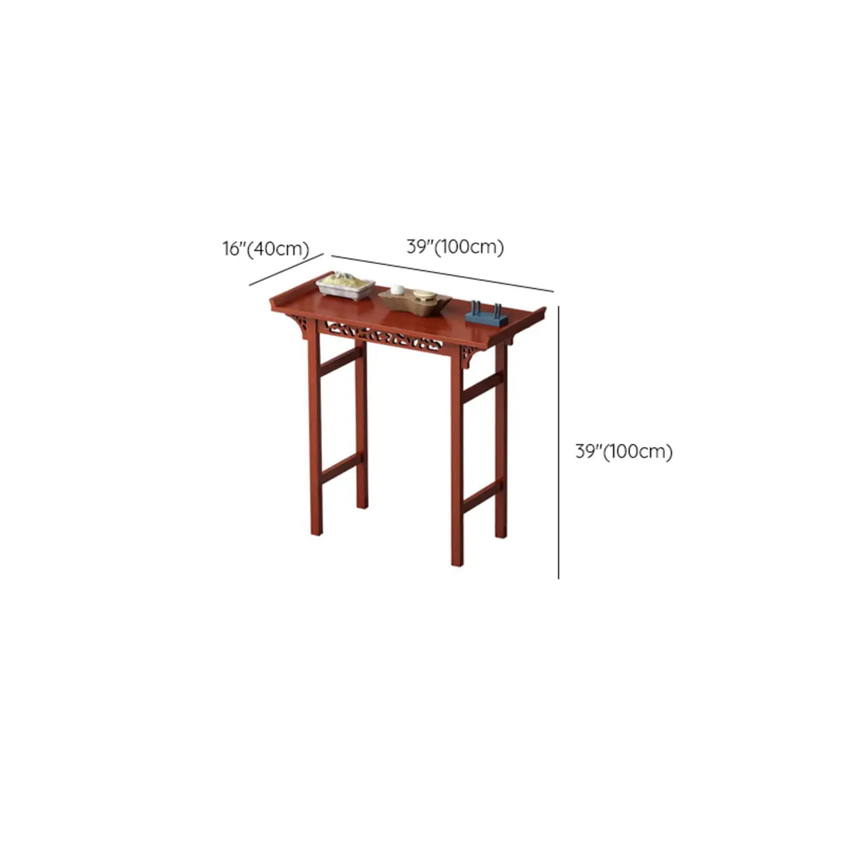 Sleek Double Pedestal Rectangle Mahogany Console Table 