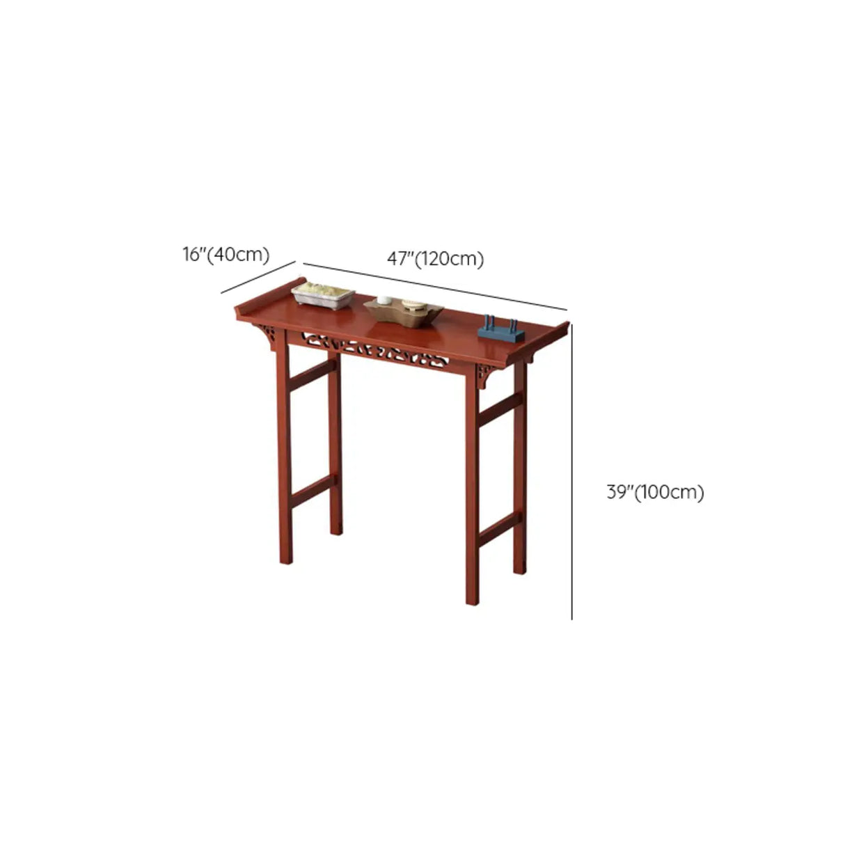 Sleek Double Pedestal Rectangle Mahogany Console Table Image - 11