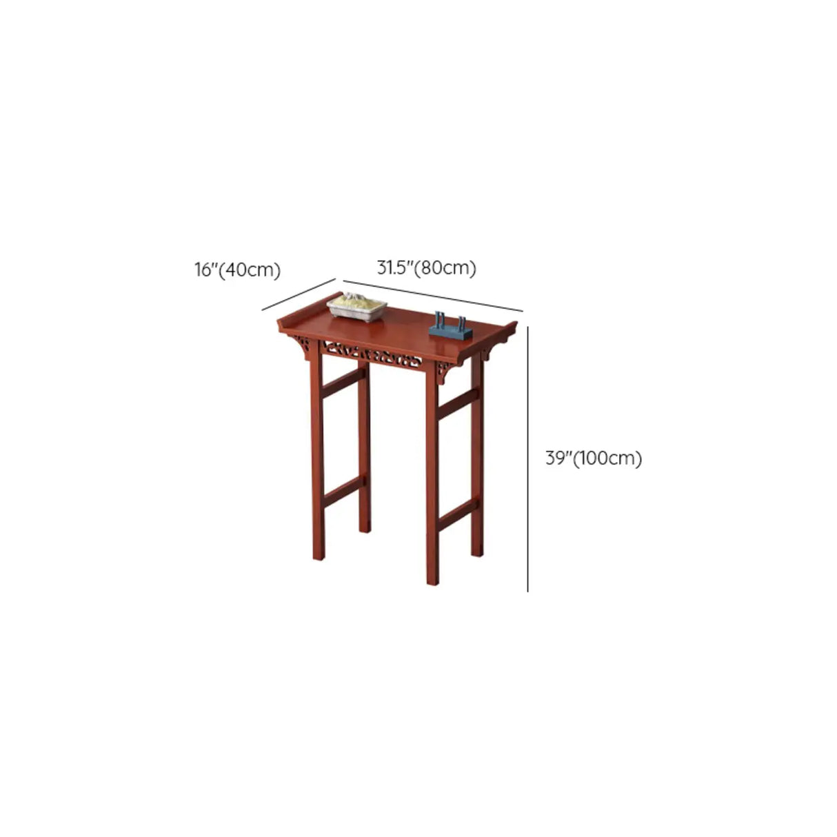 Sleek Double Pedestal Rectangle Mahogany Console Table Image - 12
