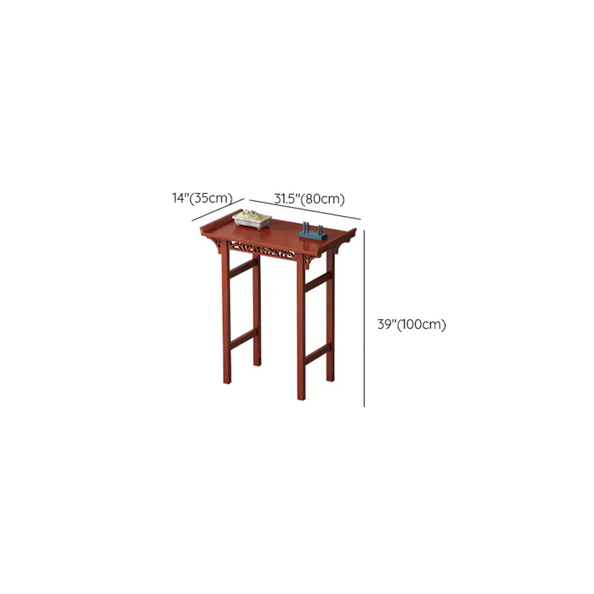 Sleek Double Pedestal Rectangle Mahogany Console Table Image - 13