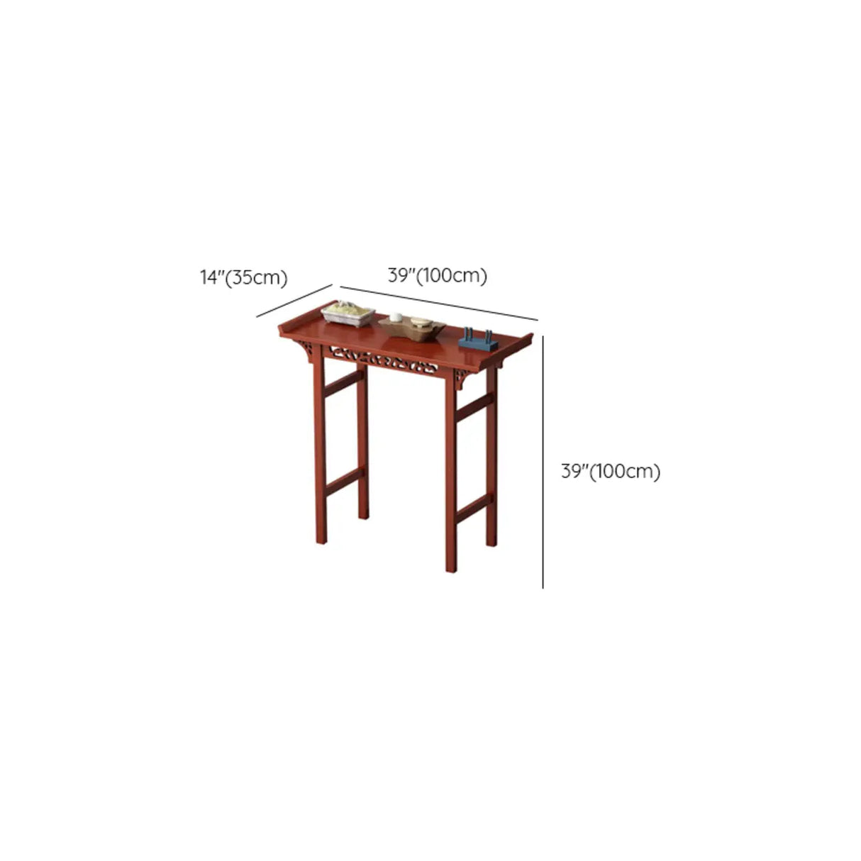 Sleek Double Pedestal Rectangle Mahogany Console Table Image - 14