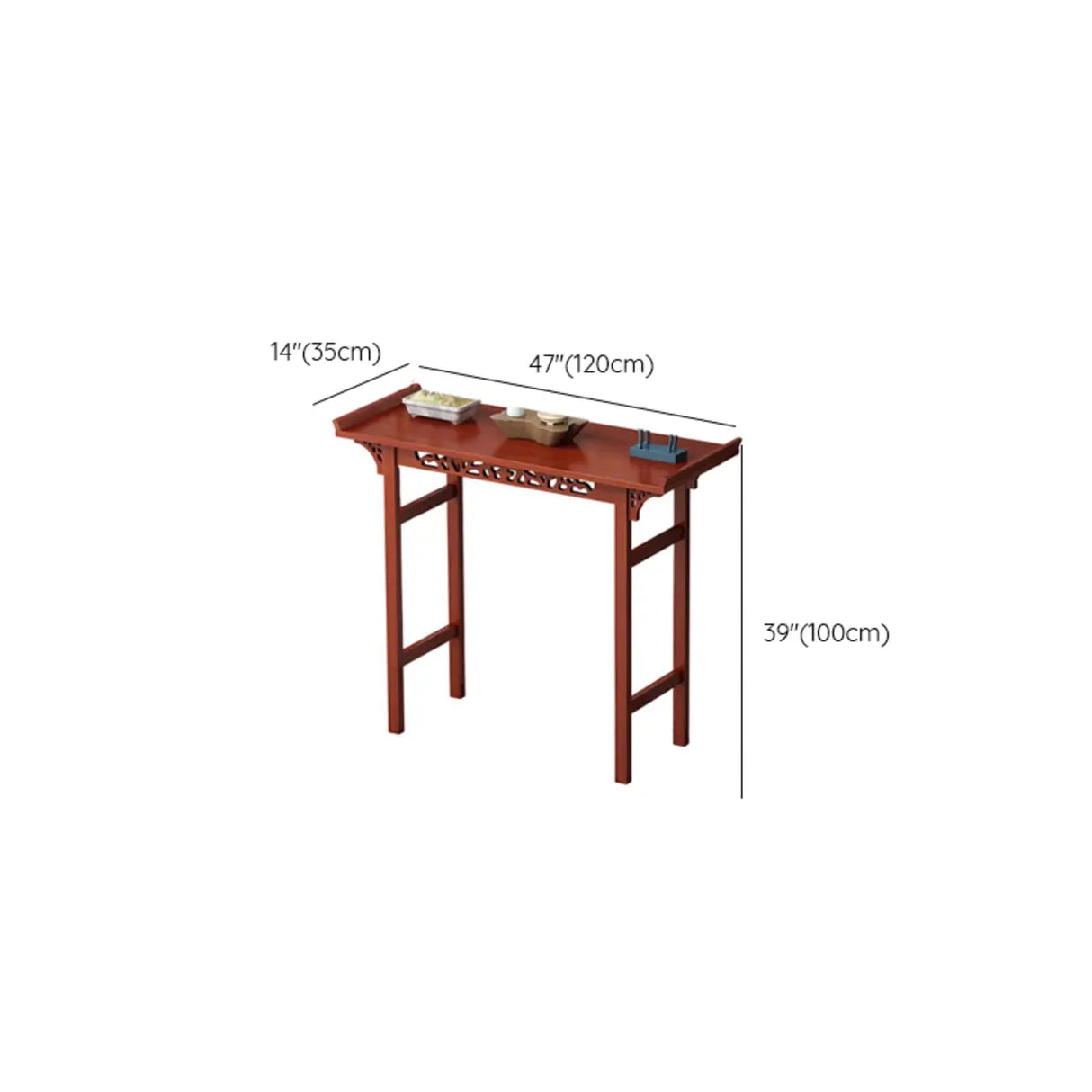 Sleek Double Pedestal Rectangle Mahogany Console Table Image - 15