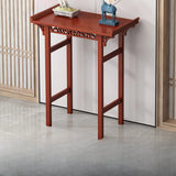 Sleek Double Pedestal Rectangle Mahogany Console Table Image - 2
