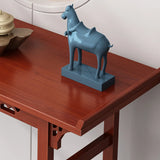 Sleek Double Pedestal Rectangle Mahogany Console Table Image - 8