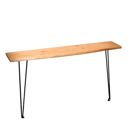 Sleek Double Pedestal Wood Natural Entry Console Table Image - 2