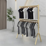 Sleek Dual Rods Gold Metal Rolling Hallway Coat Rack Image - 11