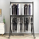 Sleek Dual Rods Gold Metal Rolling Hallway Coat Rack Image - 2