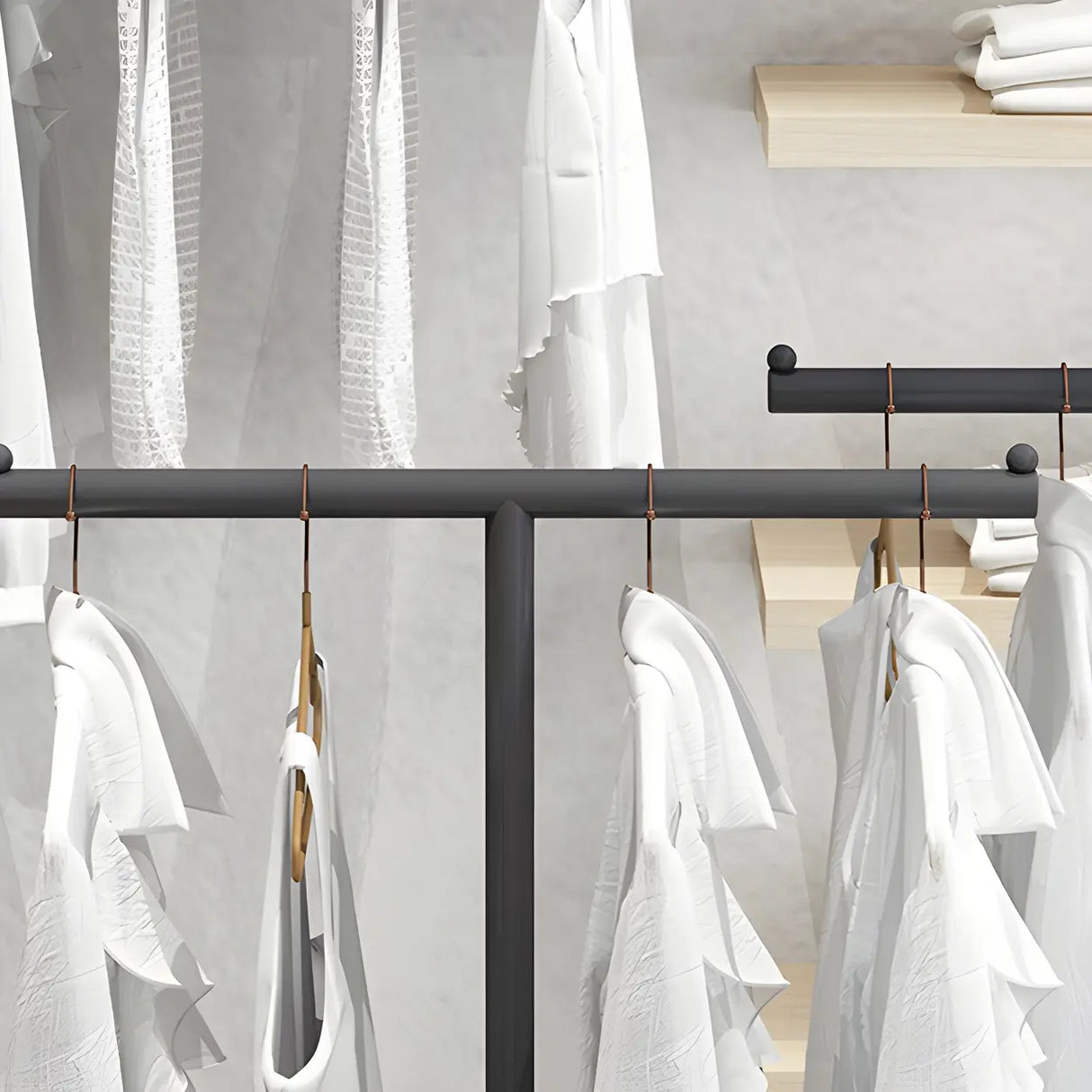 Sleek Gold Metal Free Standing Round Base Coat Rack Image - 11