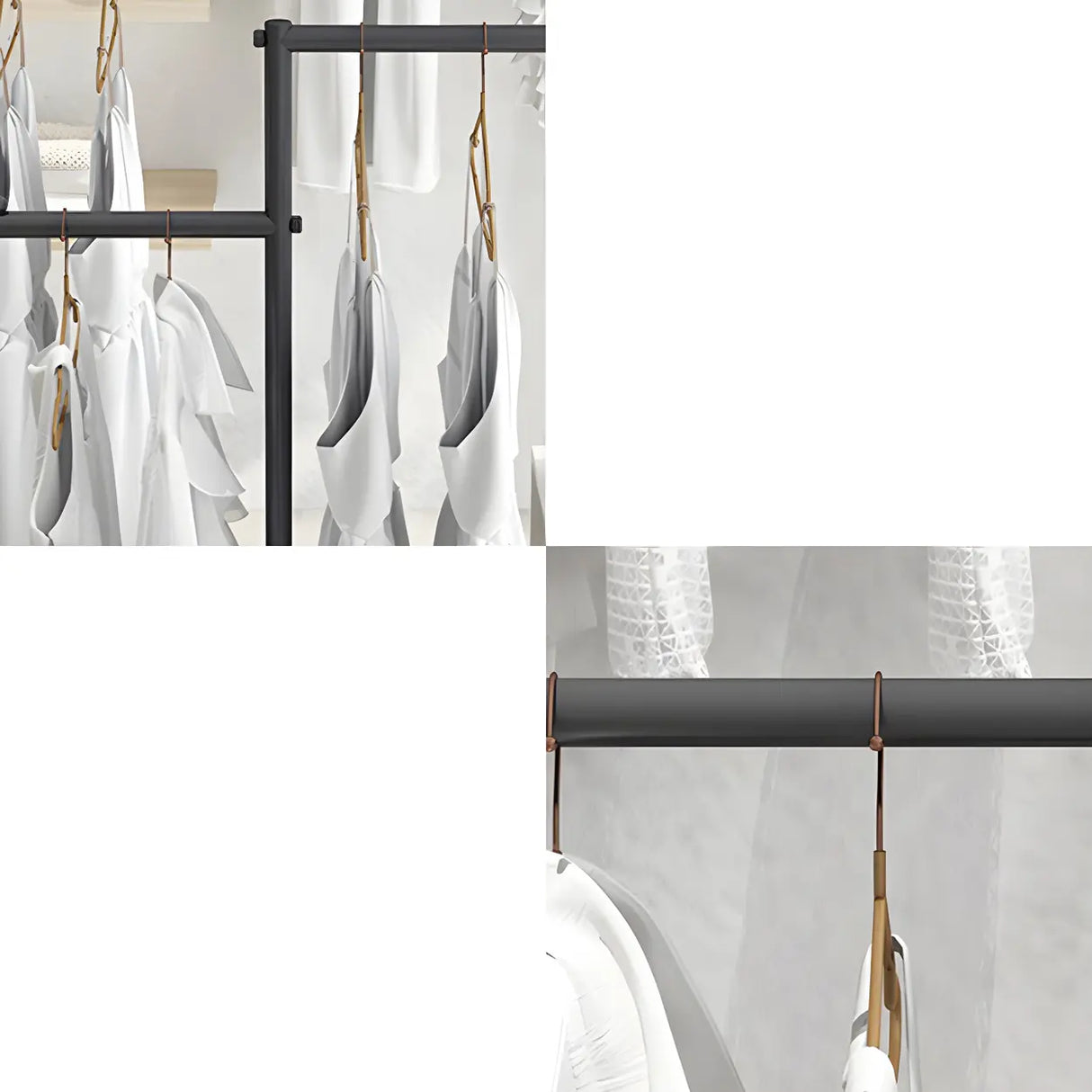 Sleek Gold Metal Free Standing Round Base Coat Rack Image - 12