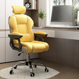Sleek High-Back Leather Steel Adjustable Executive Chair Image - 20