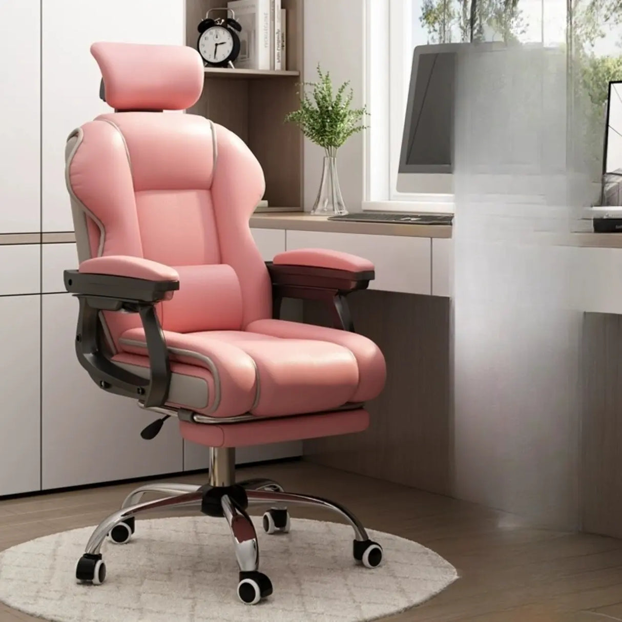 Sleek High-Back Leather Steel Adjustable Executive Chair Image - 21