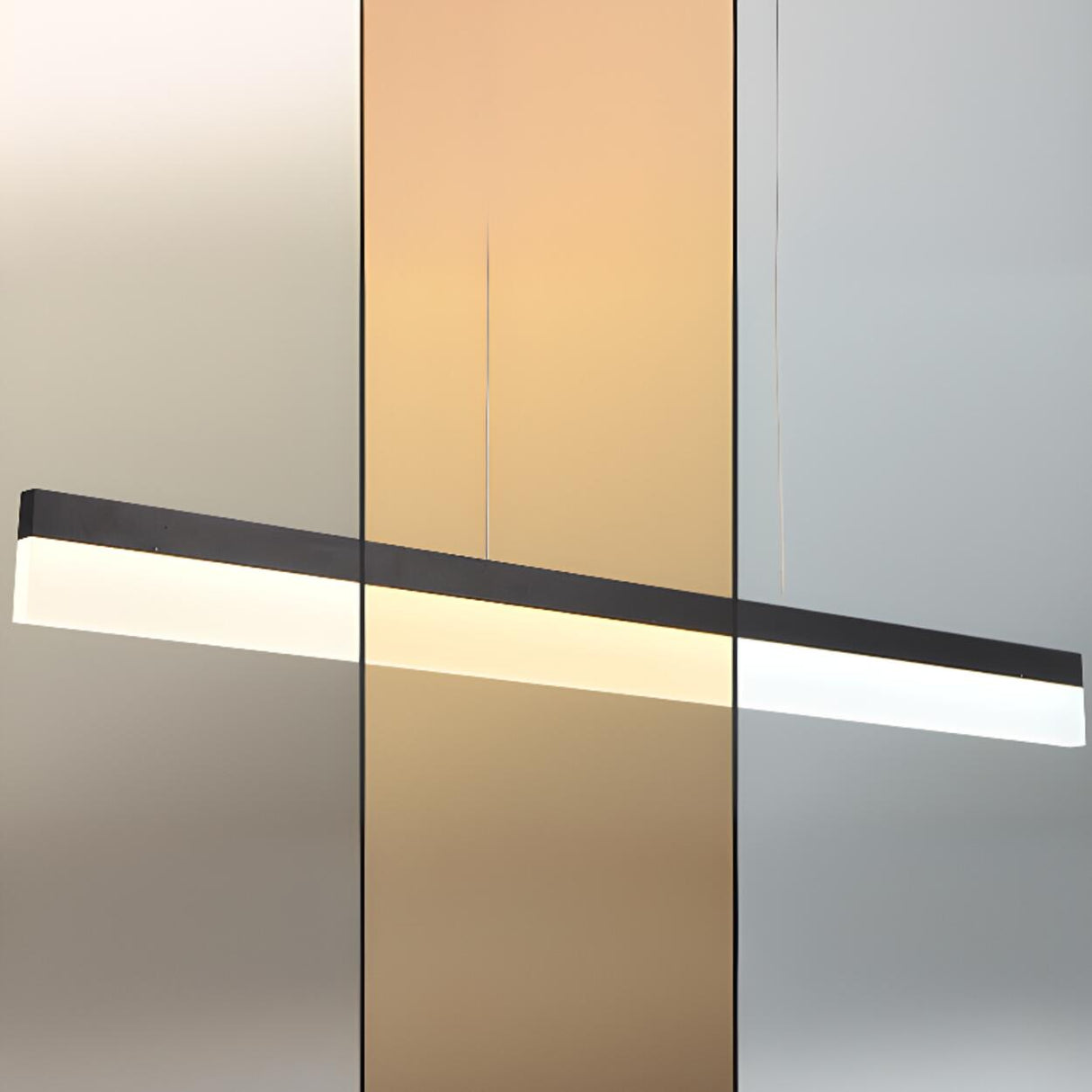 Sleek Linear Black LED Pendant Light Kitchen Island Image - 10