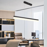 Sleek Linear Black LED Pendant Light Kitchen Island Image - 4