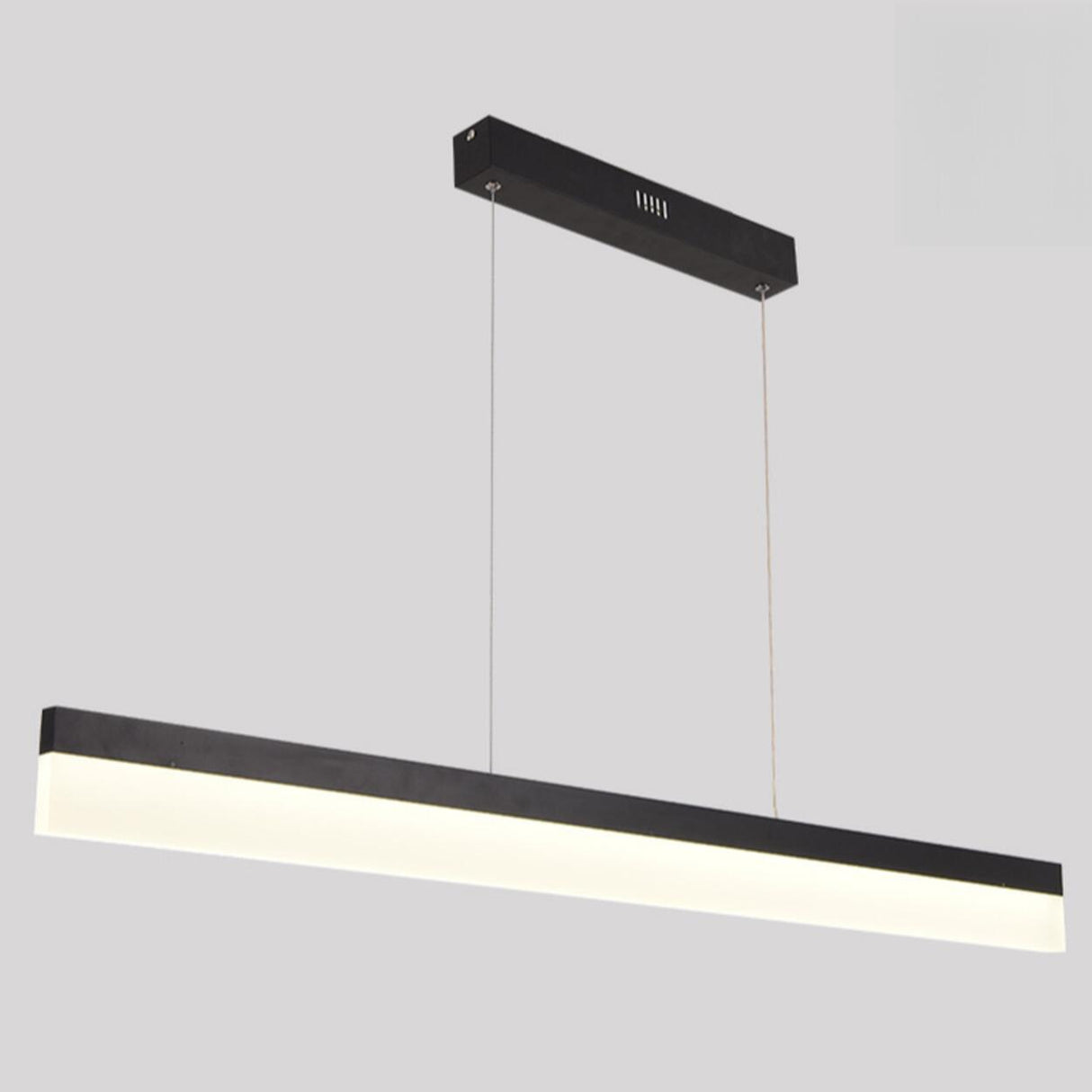 Sleek Linear Black LED Pendant Light Kitchen Island Image - 7