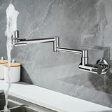 Sleek Low Arc Chrome Wall-Mounted Folding Kitchen Faucet Image - 12