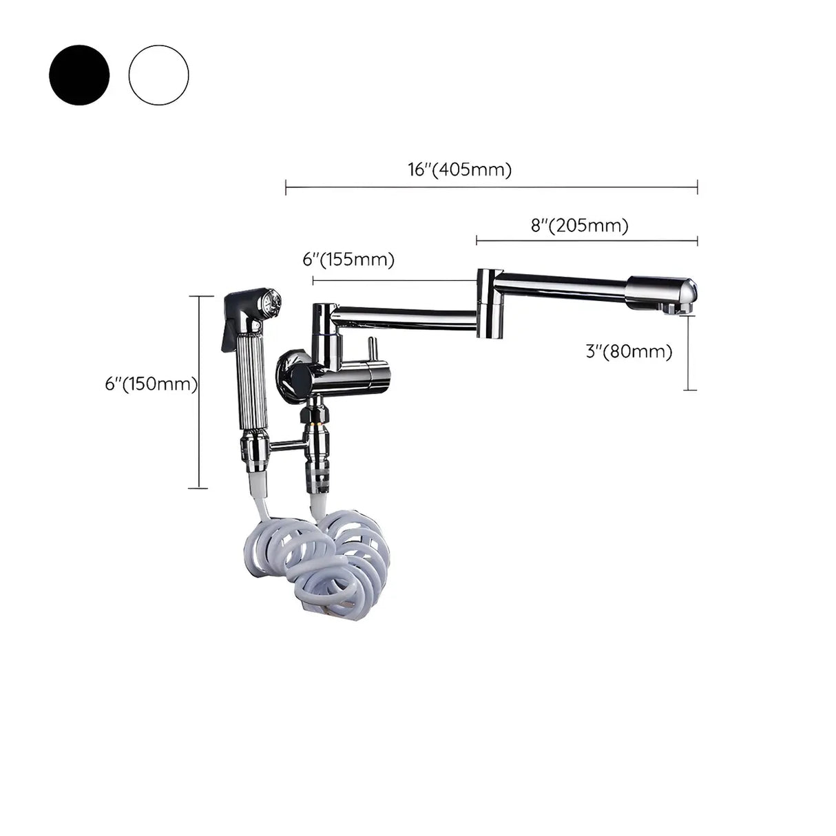 Sleek Low Arc Chrome Wall-Mounted Folding Kitchen Faucet 