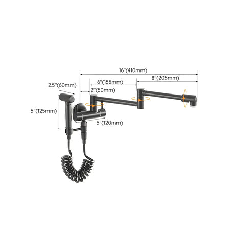 Sleek Low Arc Chrome Wall-Mounted Folding Kitchen Faucet Image - 16