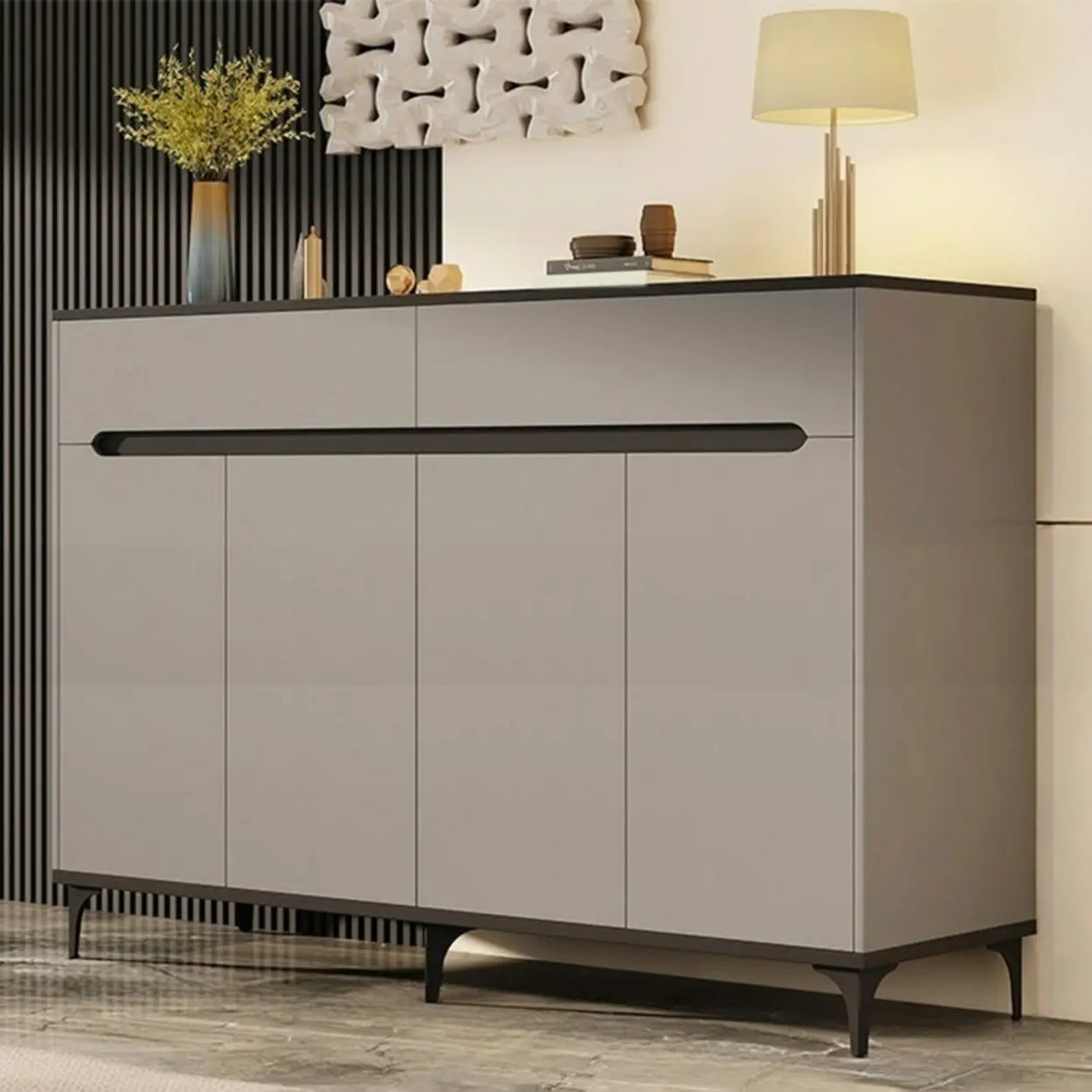 Sleek MDF Hallway White Adjustable Shoe Storage Cabinet Image - 13