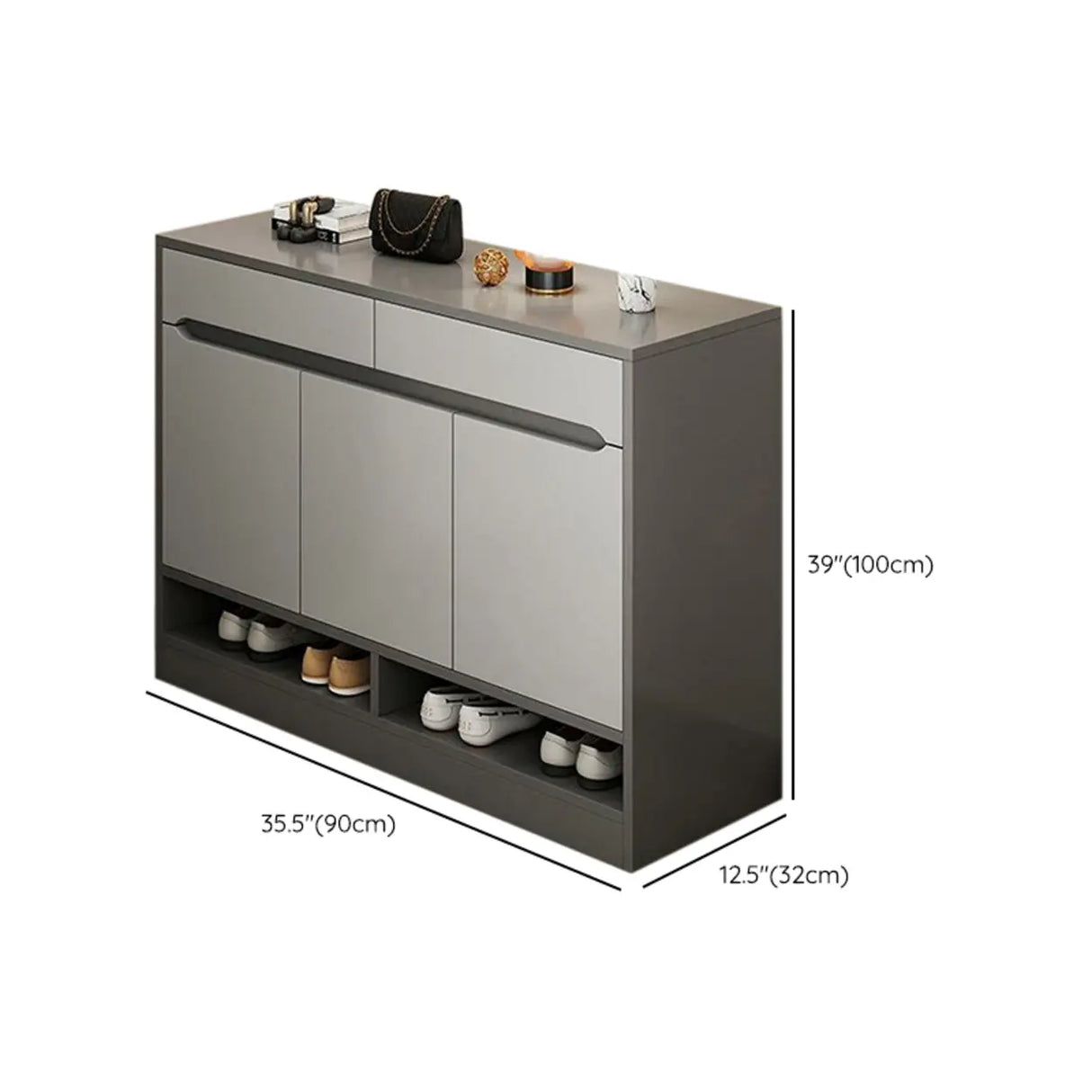 Sleek MDF Hallway White Adjustable Shoe Storage Cabinet Image - 21