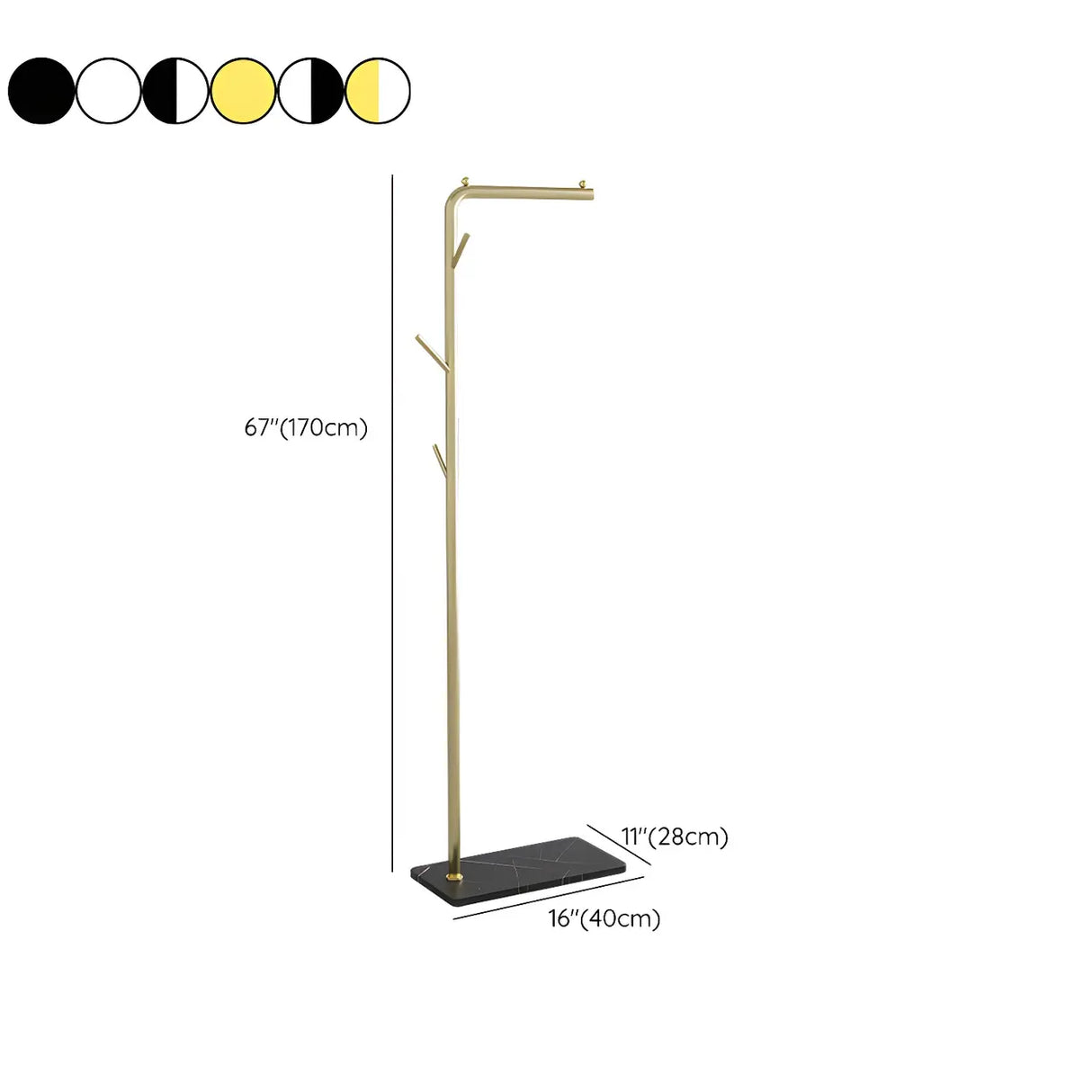 Sleek Metal Black Tall Freestanding Coat Rack with Hooks 