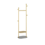 Sleek Metal Gold-White Tall Organizer Coat Rack with Shelf Image - 13