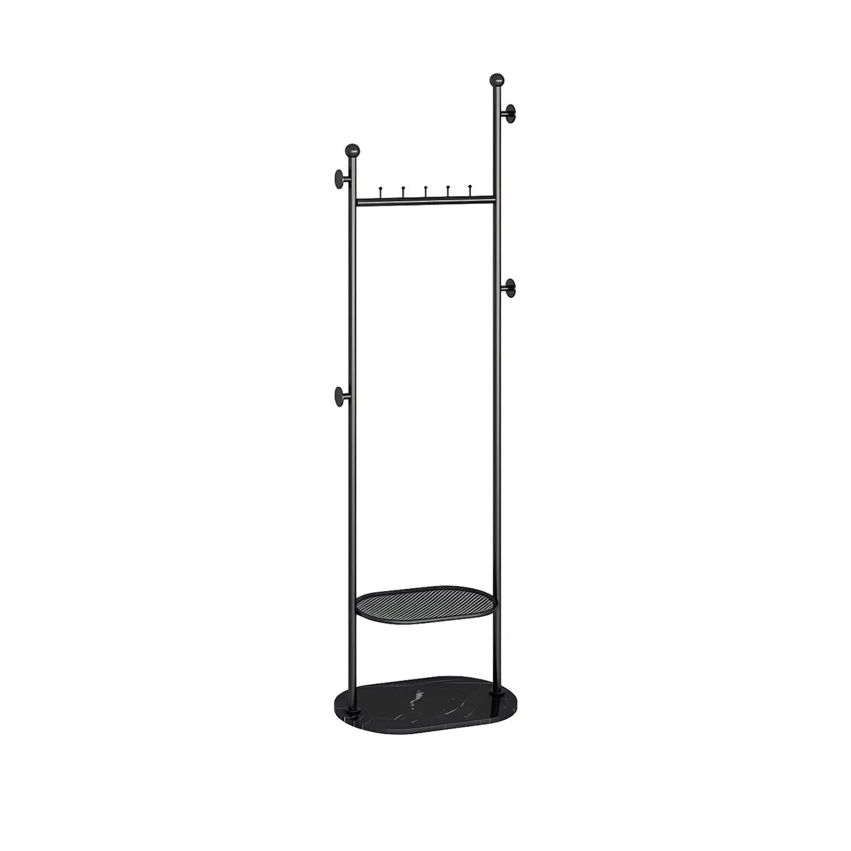 Sleek Metal Gold-White Tall Organizer Coat Rack with Shelf Image - 15