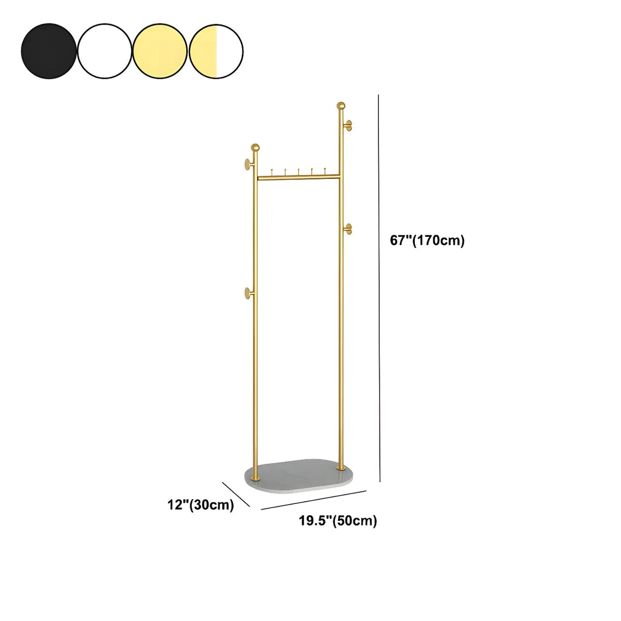 Sleek Metal Gold-White Tall Organizer Coat Rack with Shelf 