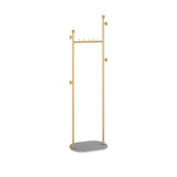 Sleek Metal Gold-White Tall Organizer Coat Rack with Shelf Image - 7