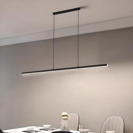 Sleek Minimalist Black Linear Kitchen Pendant Light Image - 1