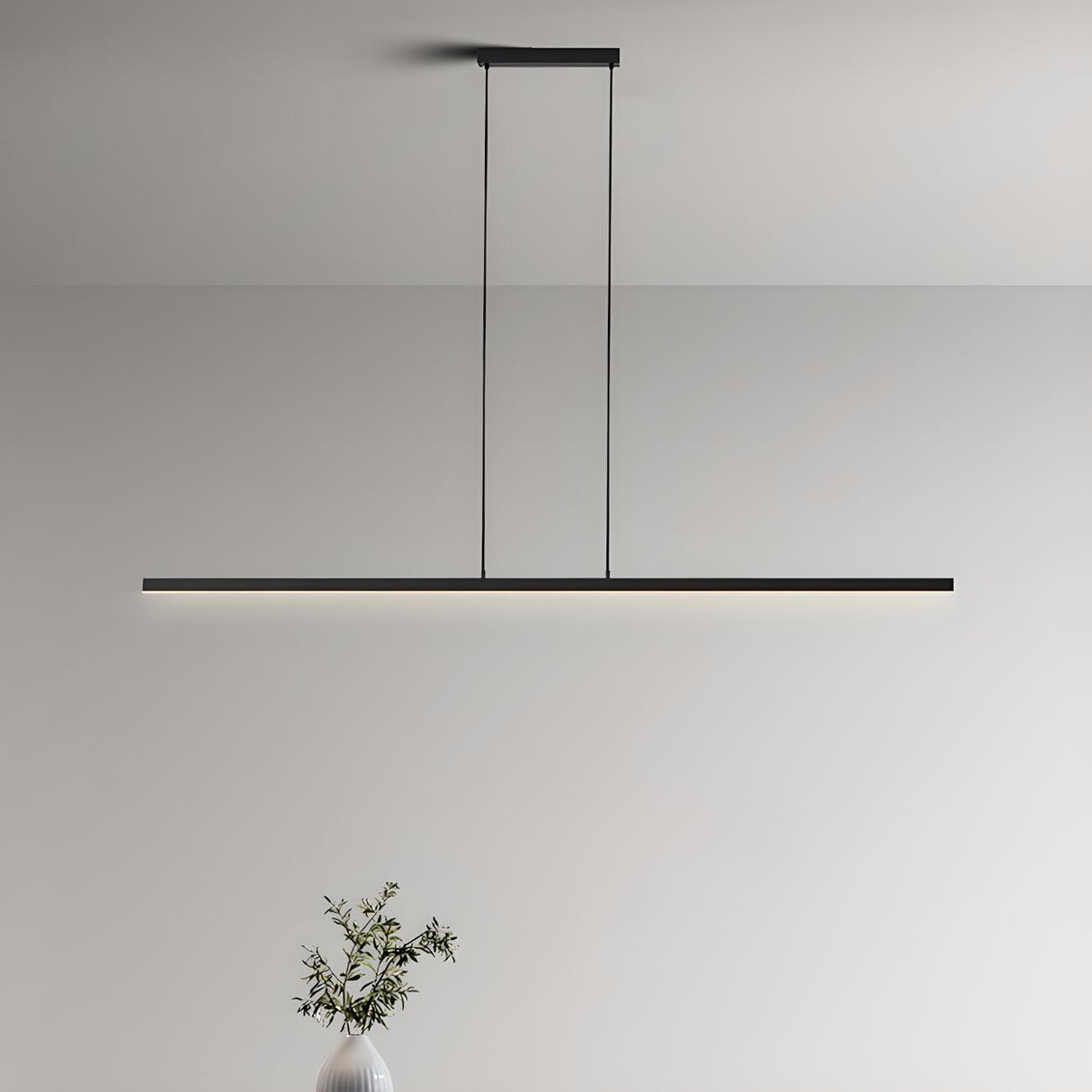 Sleek Minimalist Black Linear Kitchen Pendant Light Image - 4