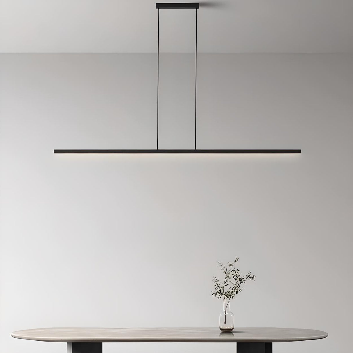 Sleek Minimalist Black Linear Kitchen Pendant Light Image - 6