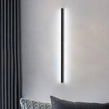 Sleek Modern Black Linear Bedroom Sconce Light Fixture Image - 2