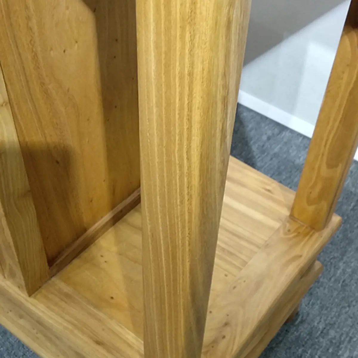 Sleek Natural Wood Console Table with Shelf and Cabinet Image - 3