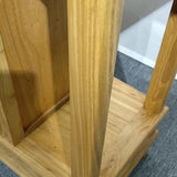 Sleek Natural Wood Console Table with Shelf and Cabinet Image - 3