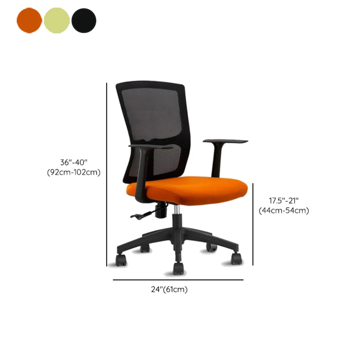 Sleek Orange Adjustable Ergonomic Mesh Seat Office Chair Image - 18