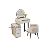 Sleek Oval MDF Bedroom LED Lights White Makeup Vanity Set Image - 13
