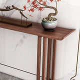 Sleek Pine Wood Walnut Rectangular Entry Console Table Image - 10