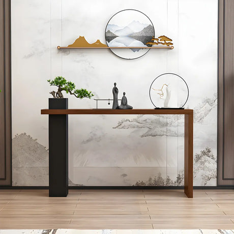 Sleek Rectangle Wood Black Modern Hall Console Table Image - 1