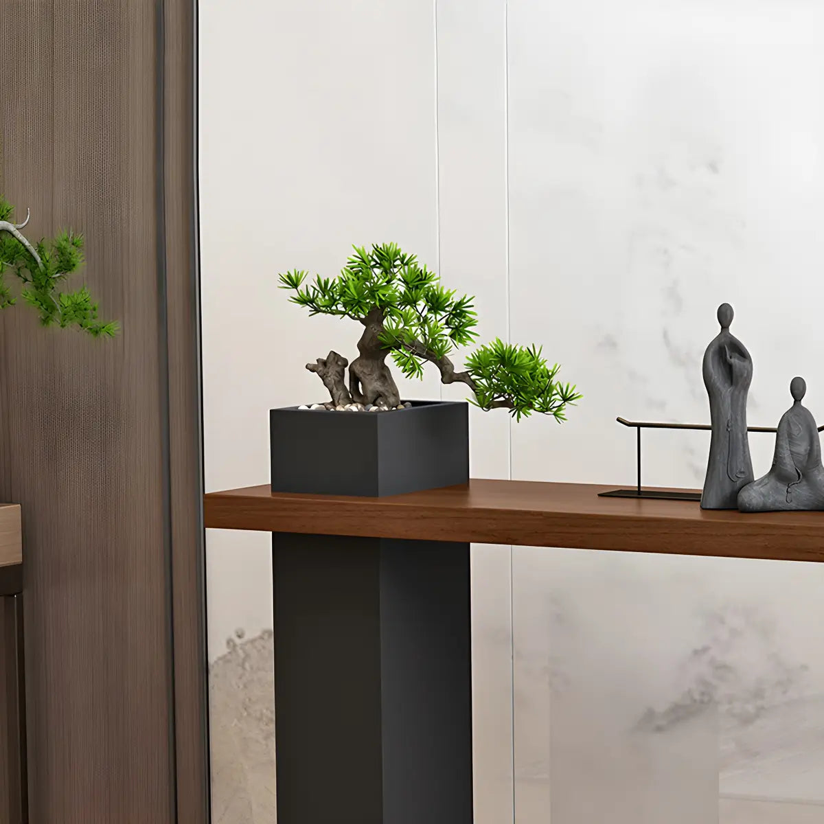 Sleek Rectangle Wood Black Modern Hall Console Table Image - 10