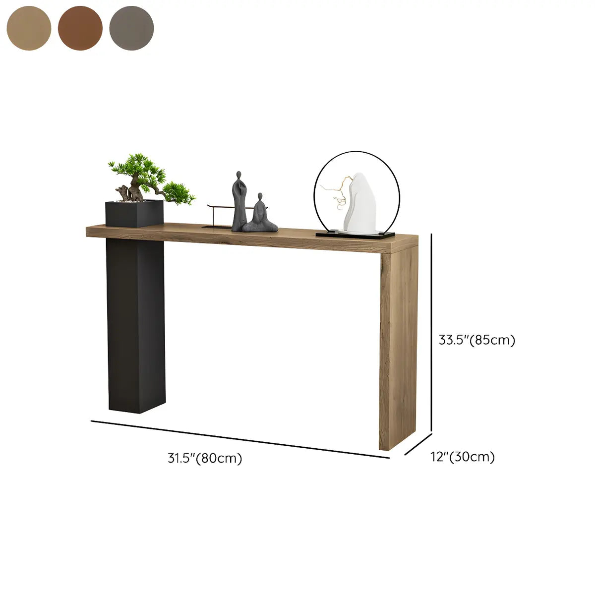 Sleek Rectangle Wood Black Modern Hall Console Table 