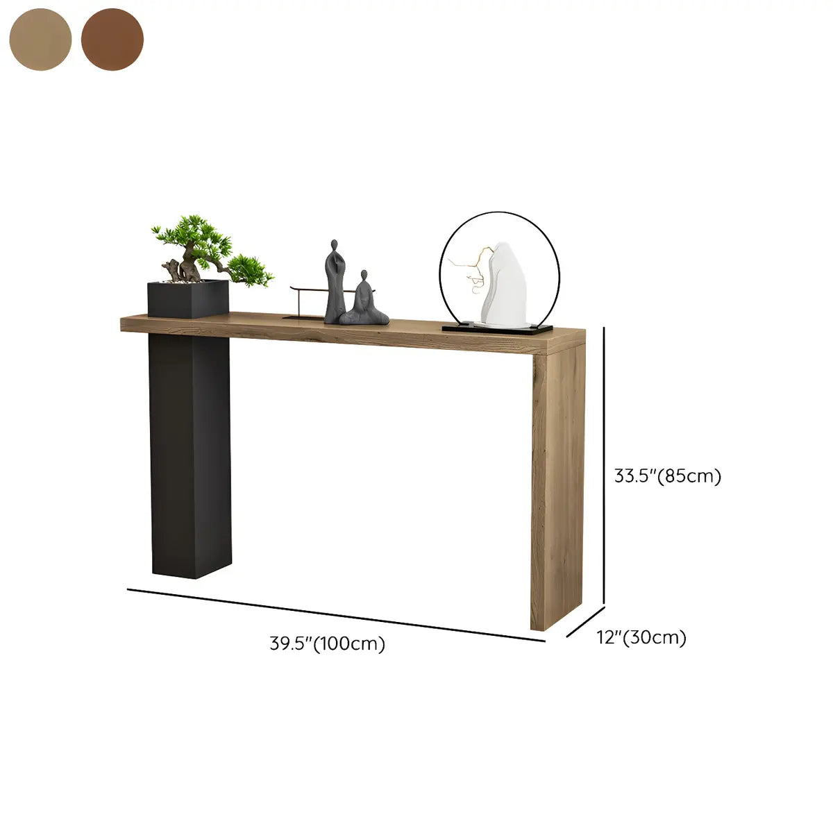 Sleek Rectangle Wood Black Modern Hall Console Table Image - 13
