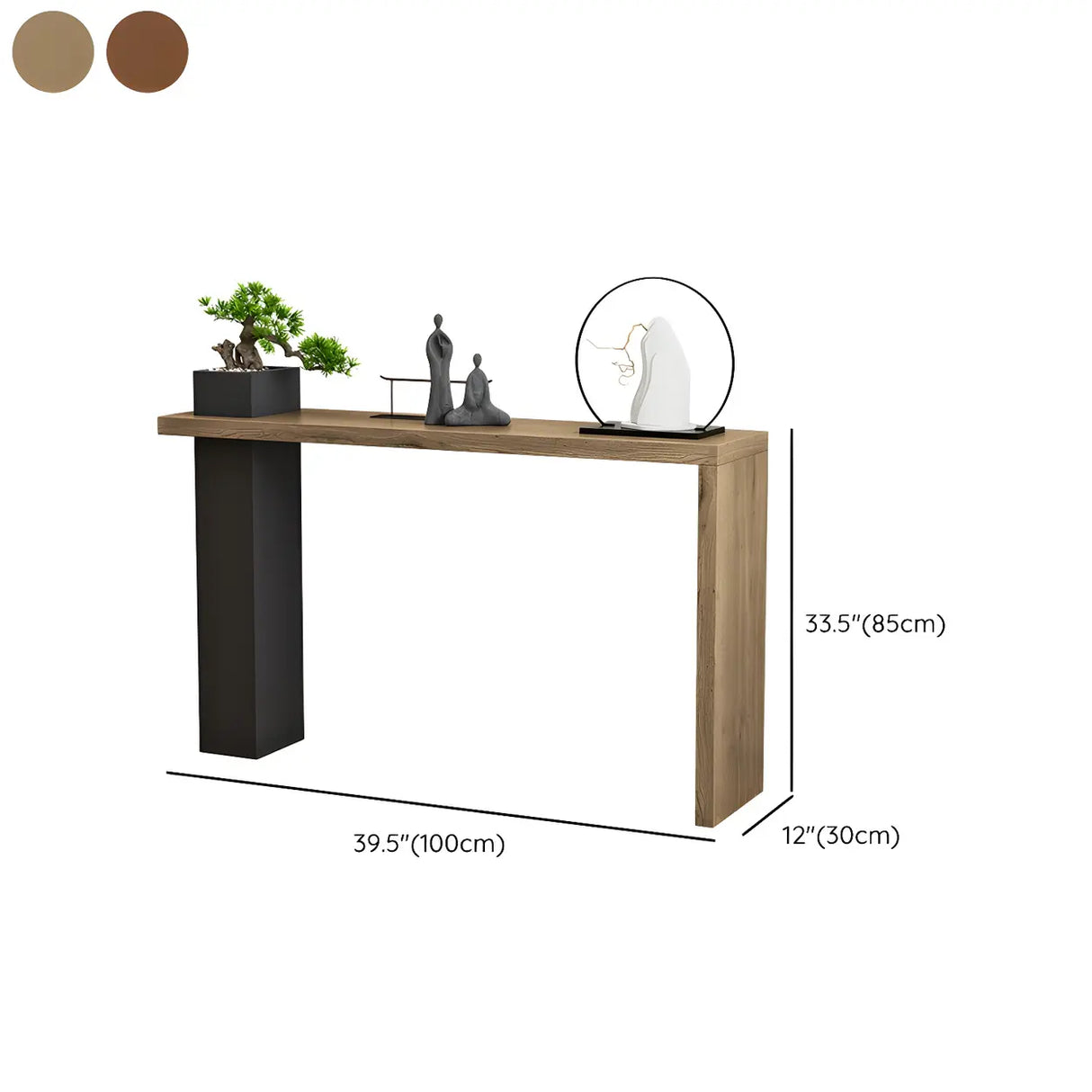 Sleek Rectangle Wood Black Modern Hall Console Table Image - 13