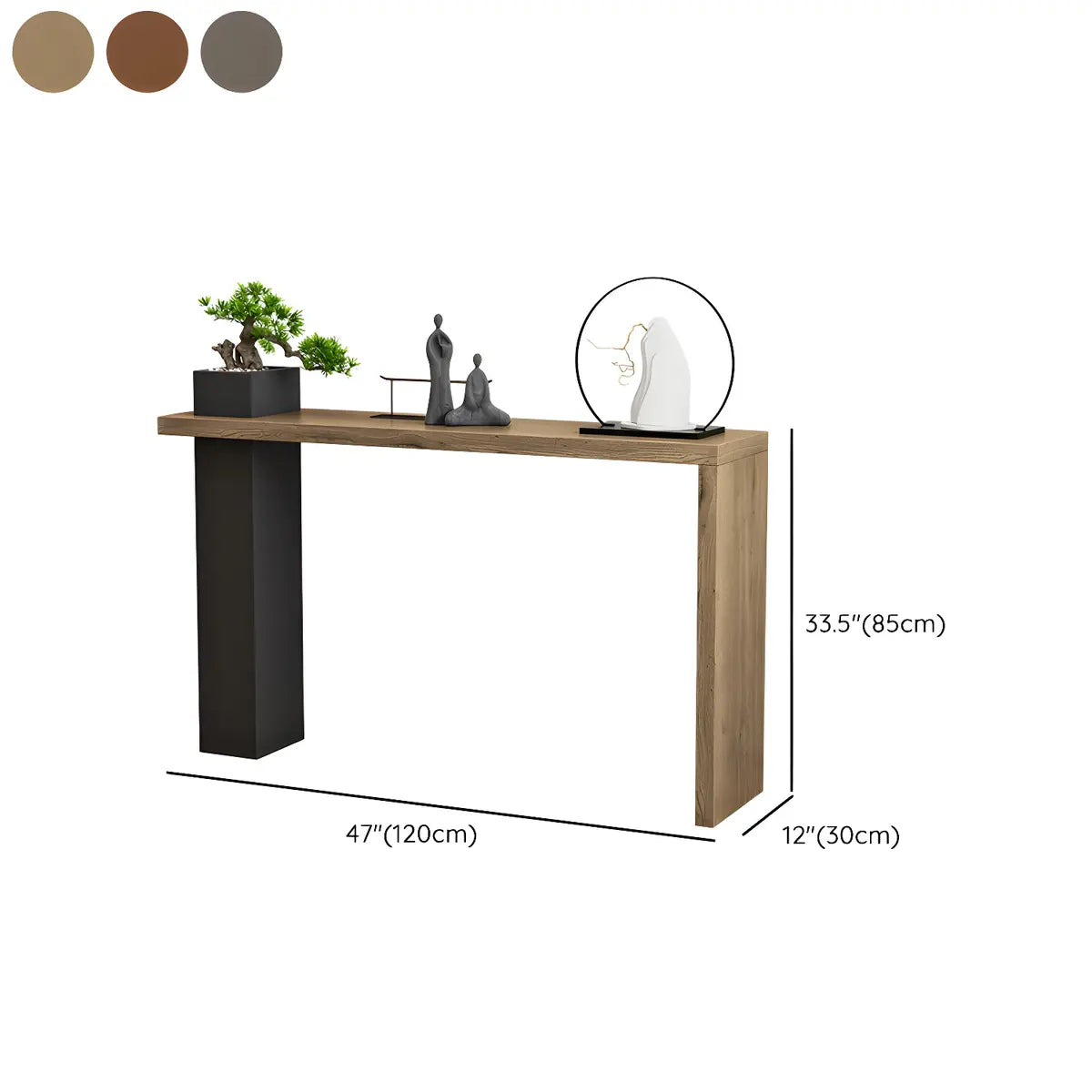 Sleek Rectangle Wood Black Modern Hall Console Table Image - 16