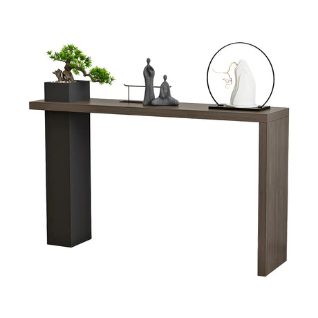 Sleek Rectangle Wood Black Modern Hall Console Table Image - 2