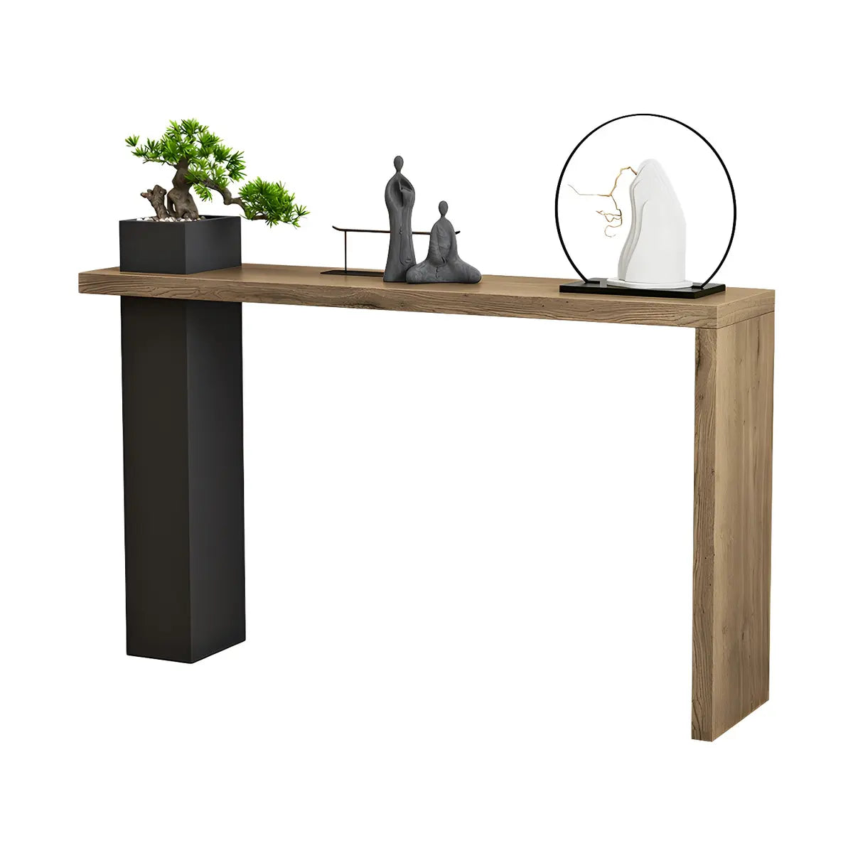 Sleek Rectangle Wood Black Modern Hall Console Table Image - 3
