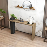 Sleek Rectangle Wood Black Modern Hall Console Table Image - 4