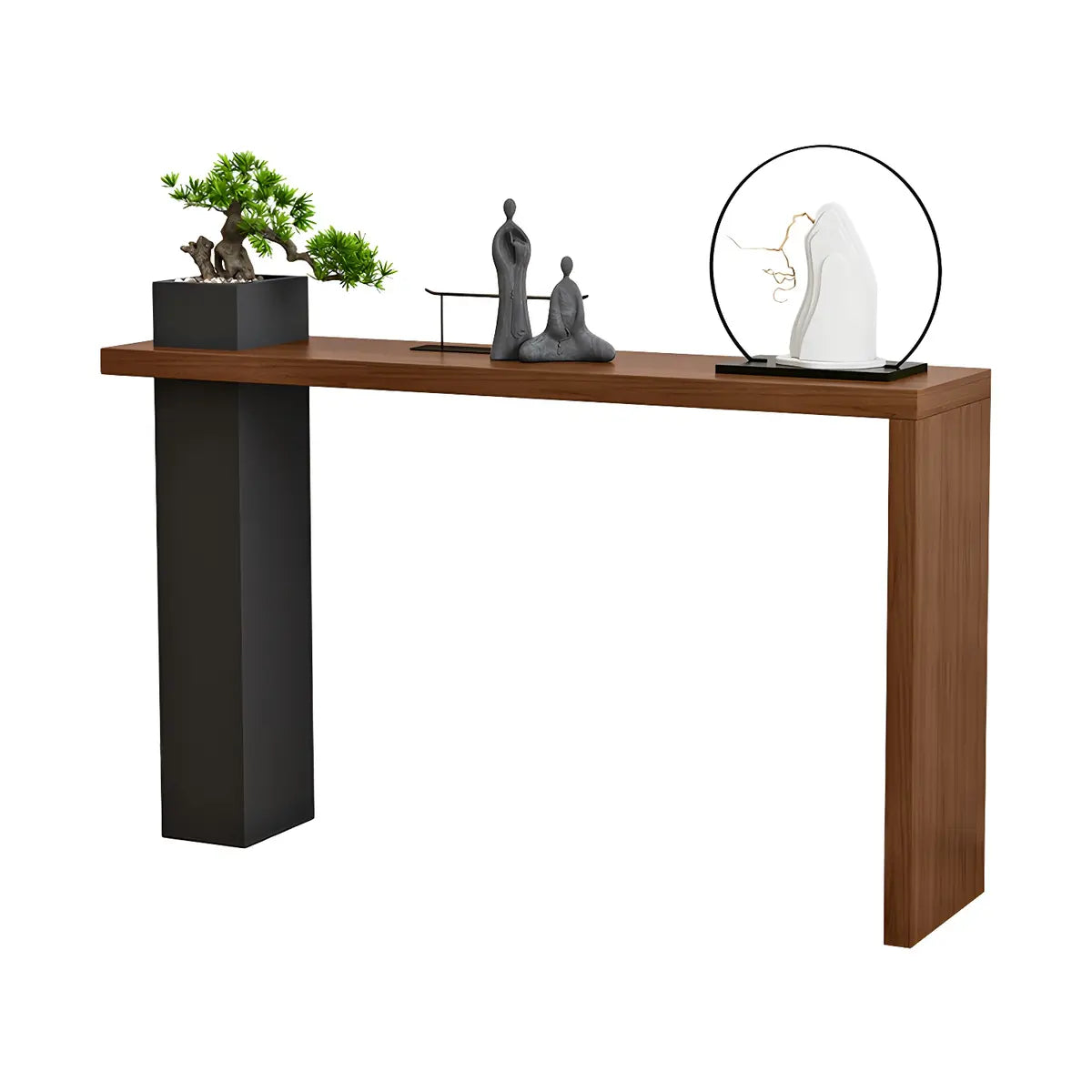 Sleek Rectangle Wood Black Modern Hall Console Table Image - 7
