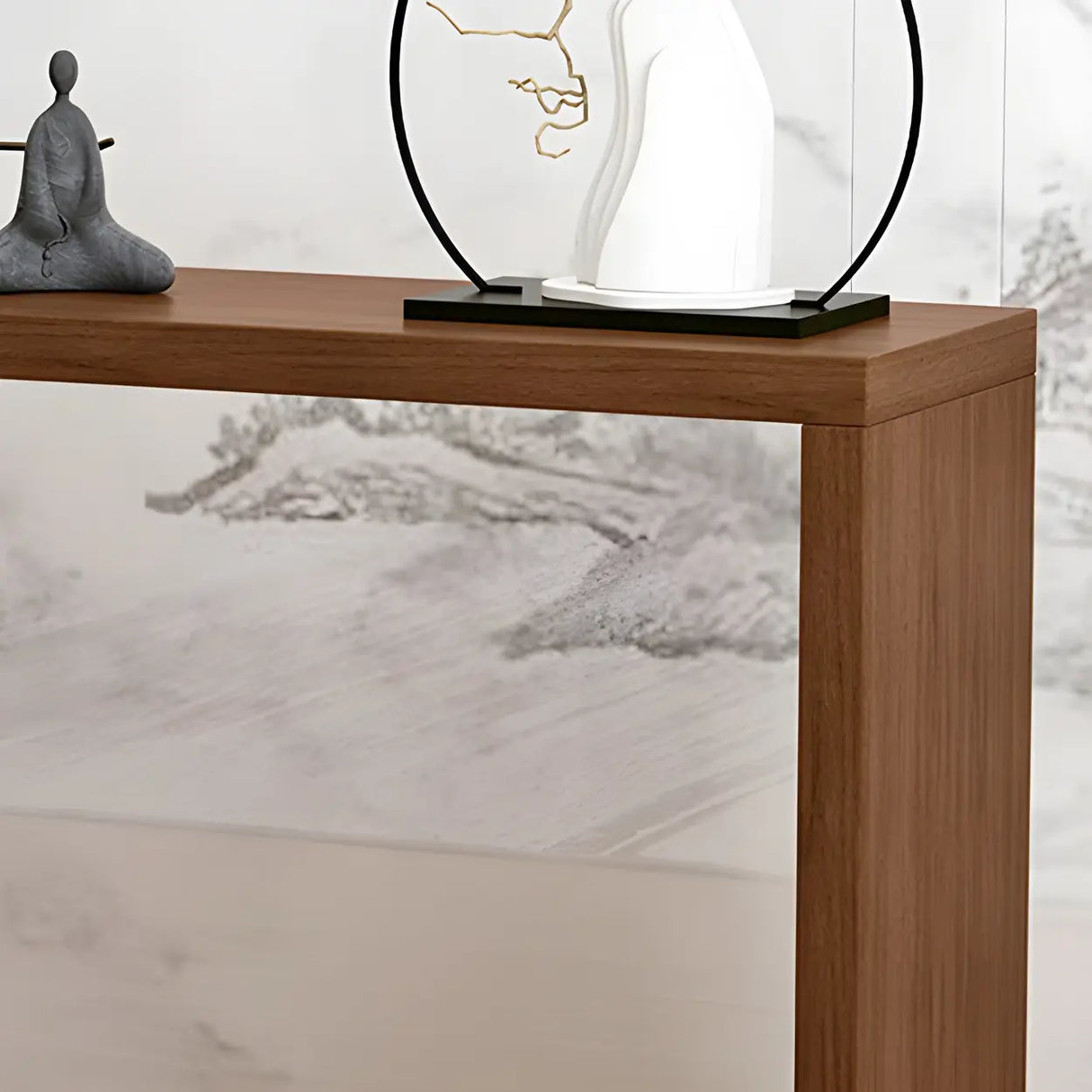 Sleek Rectangle Wood Black Modern Hall Console Table Image - 9