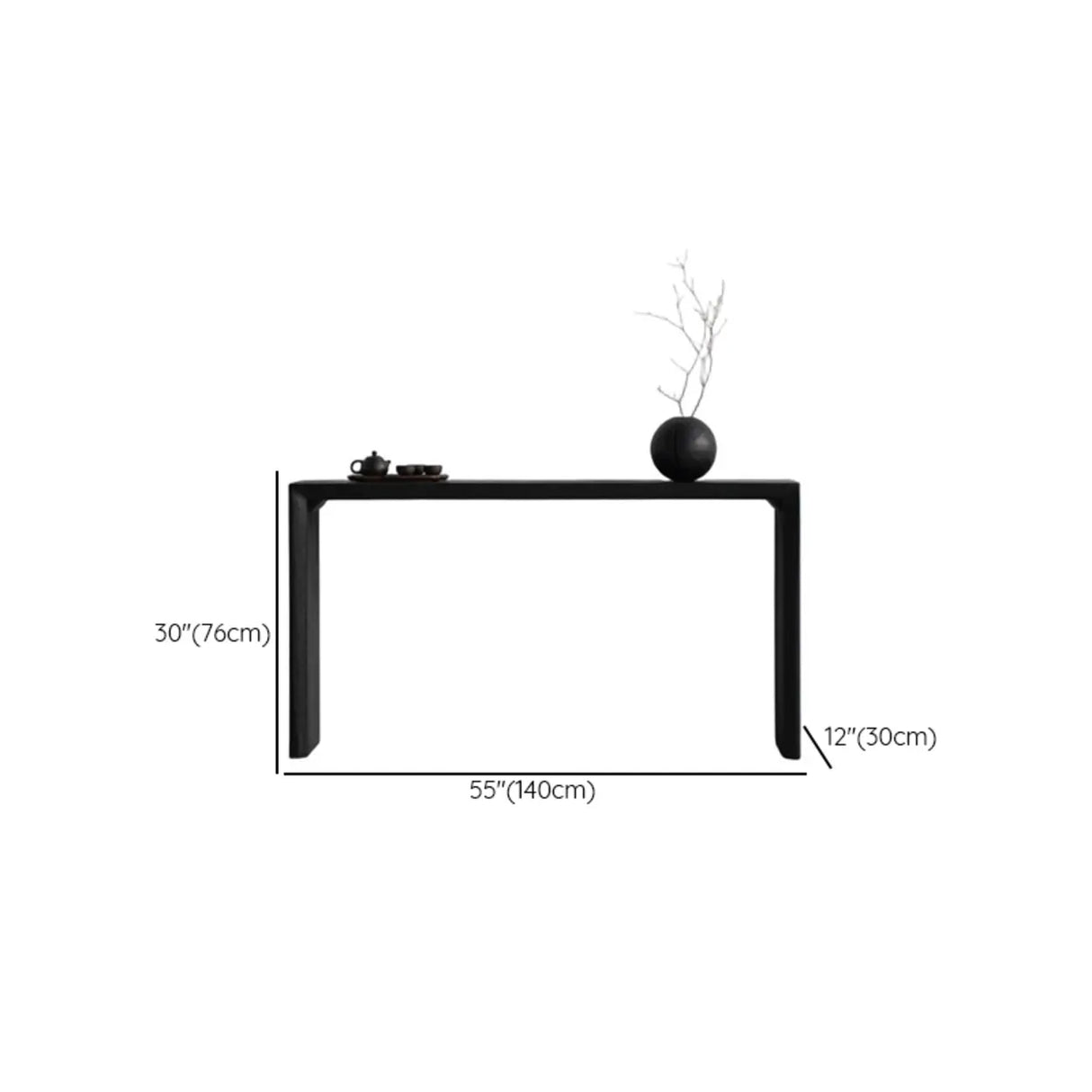 Sleek Rectangular Black Wood Entryway Console Table Image - 11
