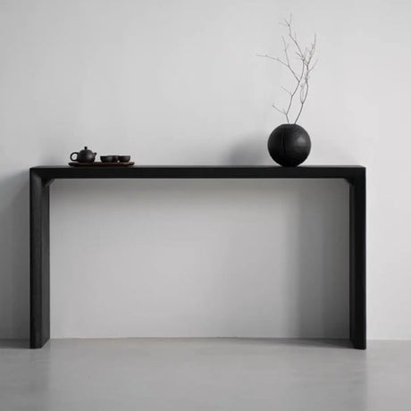 Sleek Rectangular Black Wood Entryway Console Table Image - 2